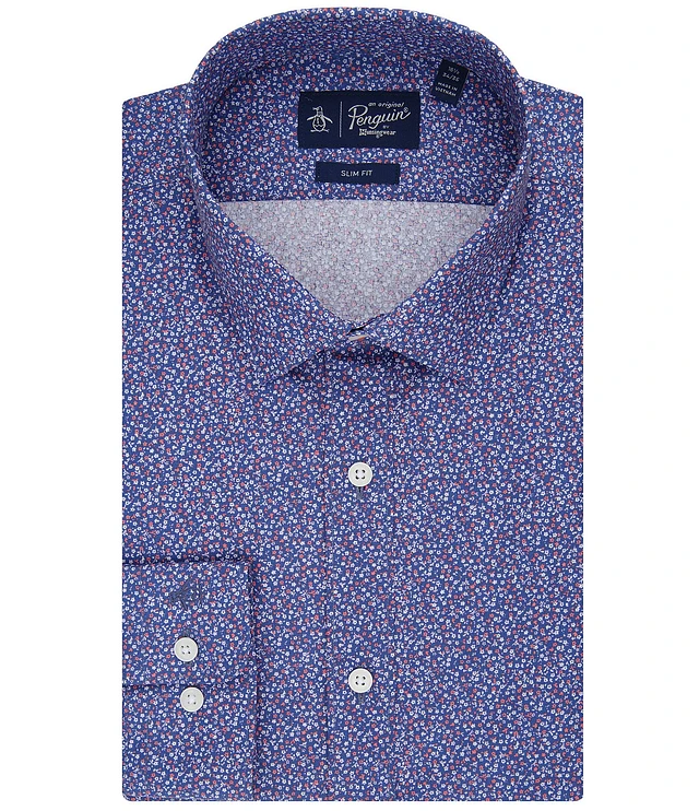 green emerald velvet dress Men's Slim Fit Turquoise Floral Long Sleeve Snap Shirt main image 1