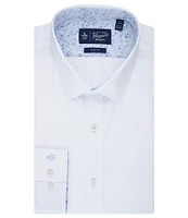 Original Penguin Slim Fit Stretch Spread Collar Melange With Floral Dress Shirt