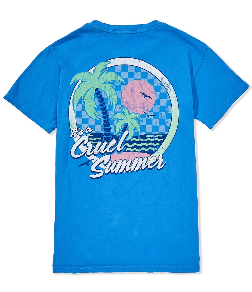 Originality Big Girls 7-16 Cruel Summer Palm Tree Graphic Oversized T-Shirt