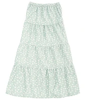 Originality Big Girls 7-16 Ditsy Floral Printed Tiered Maxi Skirt