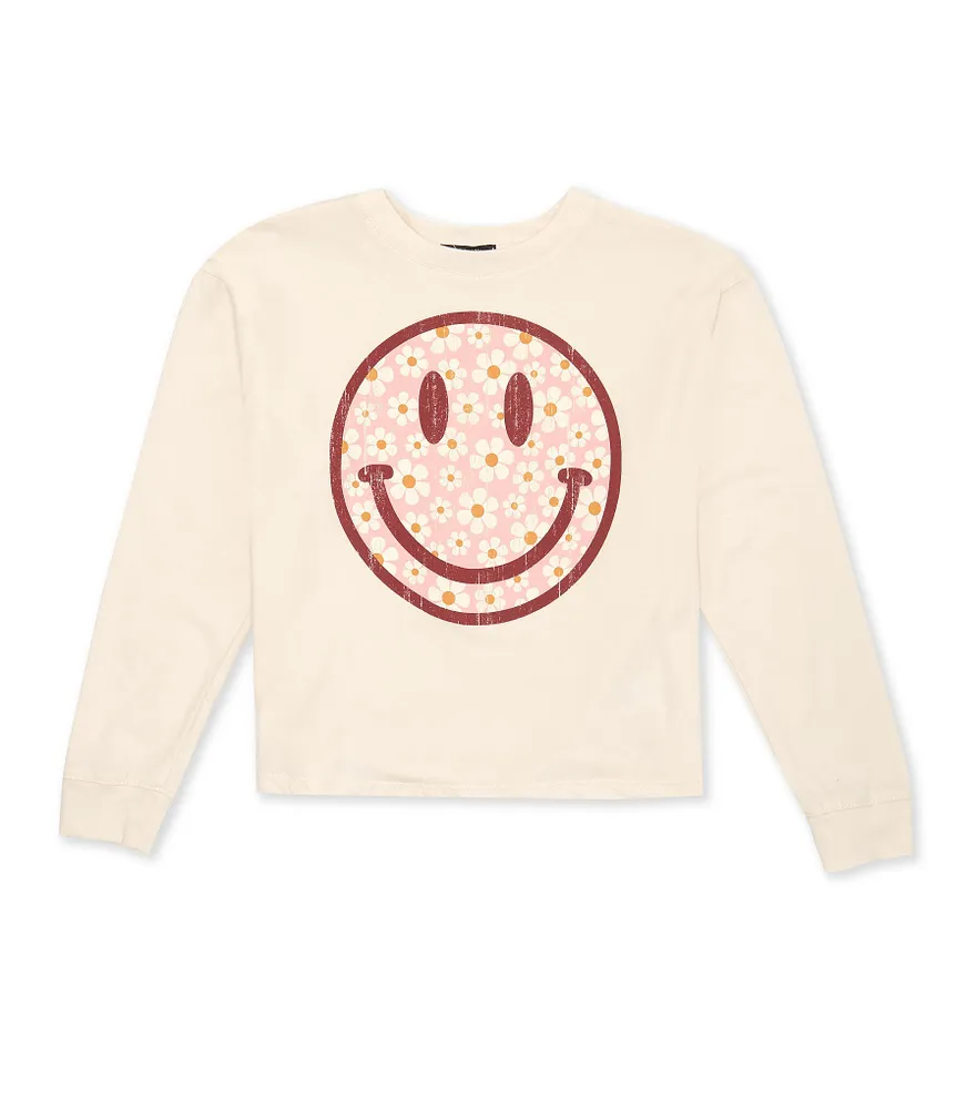 Originality Big Girls 7-16 Long-Sleeve Smiley Face Graphic T-Shirt