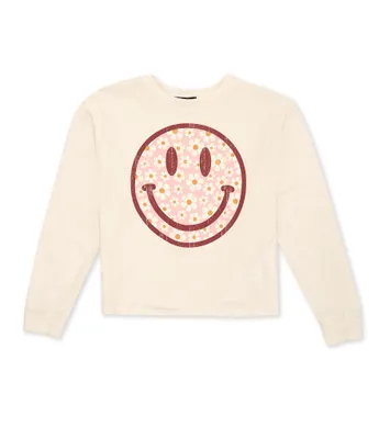 Originality Big Girls 7-16 Long-Sleeve Smiley Face Graphic T-Shirt