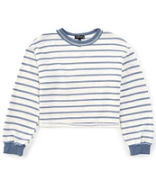 Originality Big Girls 7-16 Long-Sleeve Striped French Terry Cropped Sweatshirt