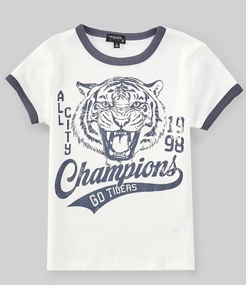 Originality Big Girls 7-16 Short Sleeve All City Champions/Tiger Face Graphic T-Shirt