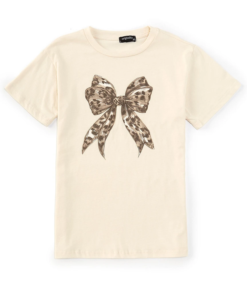 Originality Big Girls 7-16 Short Sleeve Leopard Bow-Printed T-Shirt