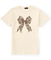 Originality Big Girls 7-16 Short Sleeve Leopard Bow-Printed T-Shirt