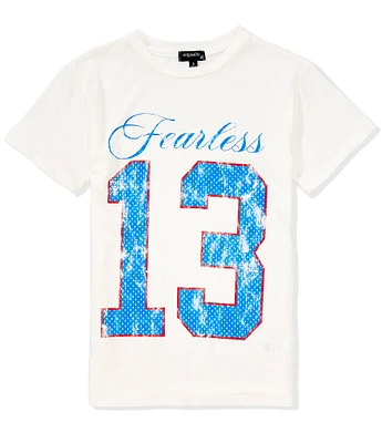 Originality Big Girls 7-16 Short Sleeve Oversized Athletic Graphic Distressed Mesh T-Shirt