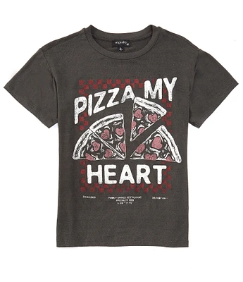 Originality Big Girls 7-16 Short Sleeve Pizza My Heart Graphic T-Shirt