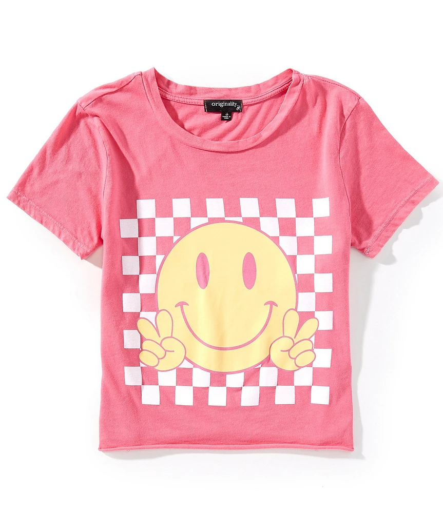 Originality Big Girls Short-Sleeve Smiley Face Cropped T-Shirt
