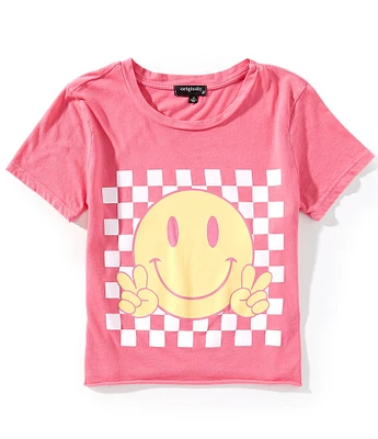 Originality Big Girls Short-Sleeve Smiley Face Cropped T-Shirt