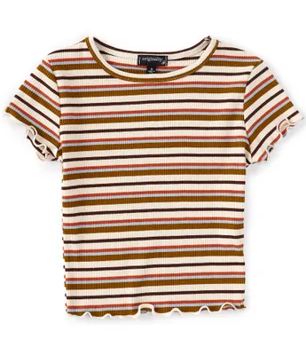 Originality Big Girls 7-16 Short Sleeve Stripe Baby Rib T-Shirt