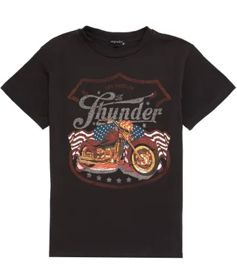 Originality Big Girls 7-16 Short-Sleeve Thunder Motorcycle Graphic T-Shirt