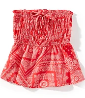 Originality Big Girls Strapless Bandana Printed Tie-Accented Top