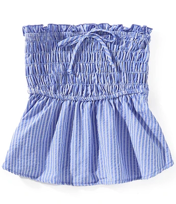 Originality Big Girls Strapless Striped Tie-Accented Top