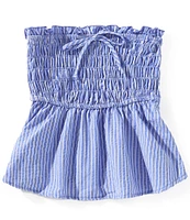 Originality Big Girls Strapless Striped Tie-Accented Top