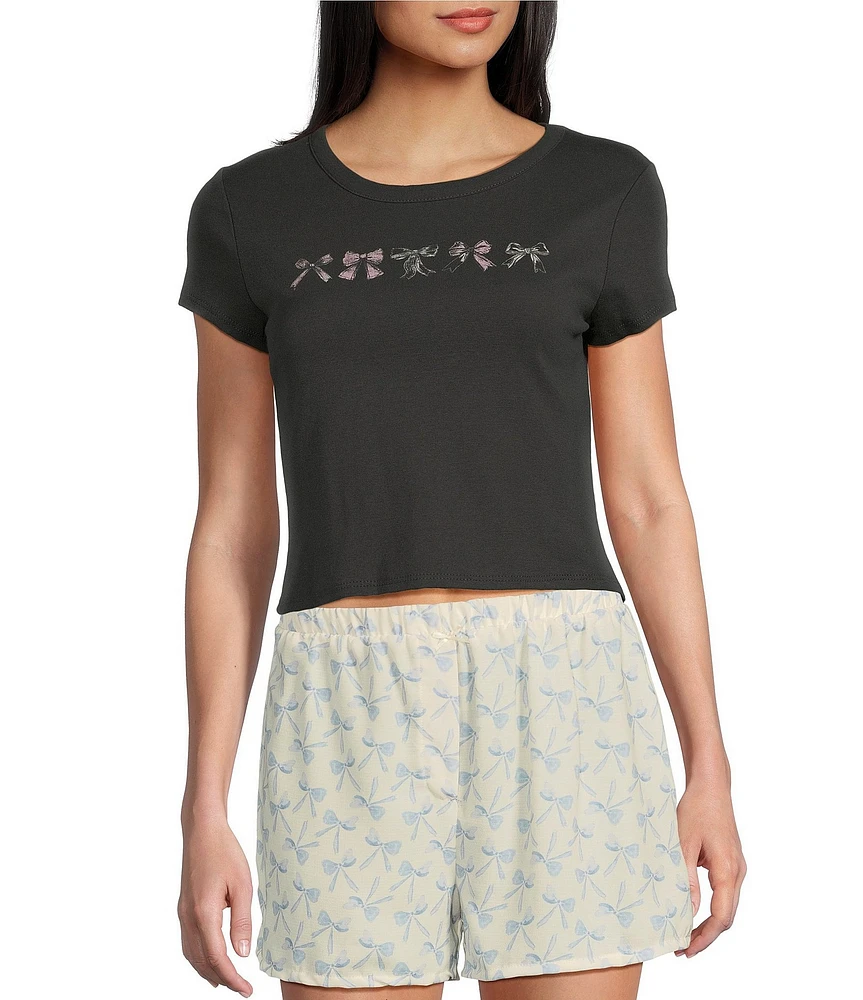 Originality Bow Graphic Short Sleeve Baby T-Shirt