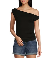 Originality Cowl Neck One-Shoulder Top