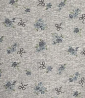 Originality Cropped Balloon Sleeve Floral Print Fleece Sweatshirt