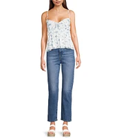 Originality Ditsy Floral Printed Mesh Baby Doll Tank Top