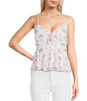 Originality Ditsy Floral Printed Mesh Baby Doll Tank Top