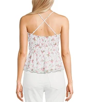 Originality Ditsy Floral Printed Mesh Baby Doll Tank Top