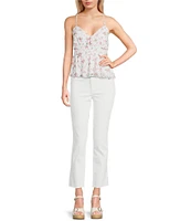 Originality Ditsy Floral Printed Mesh Baby Doll Tank Top