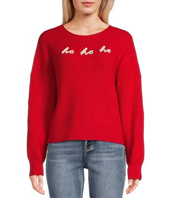 Originality Long Cuff Sleeve Drop Shoulder Ho Ho Ho Sweater