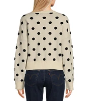 Originality Long Sleeve Drop Shoulder Boxy Pullover Polka Dot Sweater