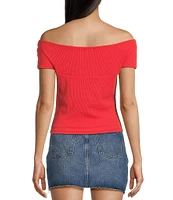 Originality Off-The-Shoulder Solid Twist Front Top