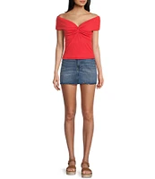 Originality Off-The-Shoulder Solid Twist Front Top