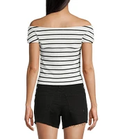 Originality Off-The-Shoulder Striped Twist Front Top