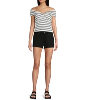 Originality Off-The-Shoulder Striped Twist Front Top