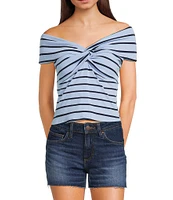 Originality Off-The-Shoulder Striped Twist Front Top