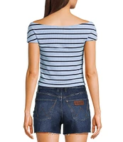 Originality Off-The-Shoulder Striped Twist Front Top