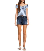 Originality Off-The-Shoulder Striped Twist Front Top