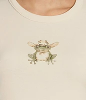 Originality Short Sleeve Crewneck Cowboy Frog Graphic Baby T-Shirt