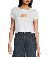 Originality Short Sleeve Croissant With A Baby Bow Graphic T-Shirt