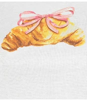 Originality Short Sleeve Croissant With A Baby Bow Graphic T-Shirt