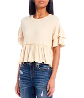 Originality Short Sleeve Peplum Top