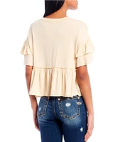 Originality Short Sleeve Peplum Top