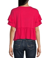 Originality Short Sleeve Peplum Top