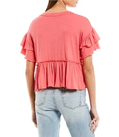 Originality Short Sleeve Peplum Top