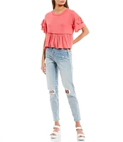 Originality Short Sleeve Peplum Top