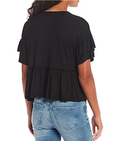 Originality Short Sleeve Peplum Top