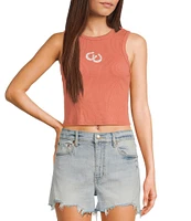 Originality Sleeveless Horseshoe Graphic Cropped Tank Top