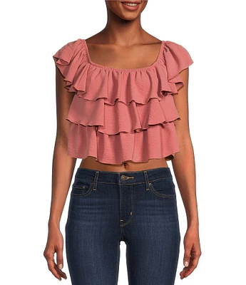 Originality Sleeveless Tiered Ruffle Top