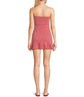 Originality Strapless Twist Bodice Ruffle Hem Mini Dress