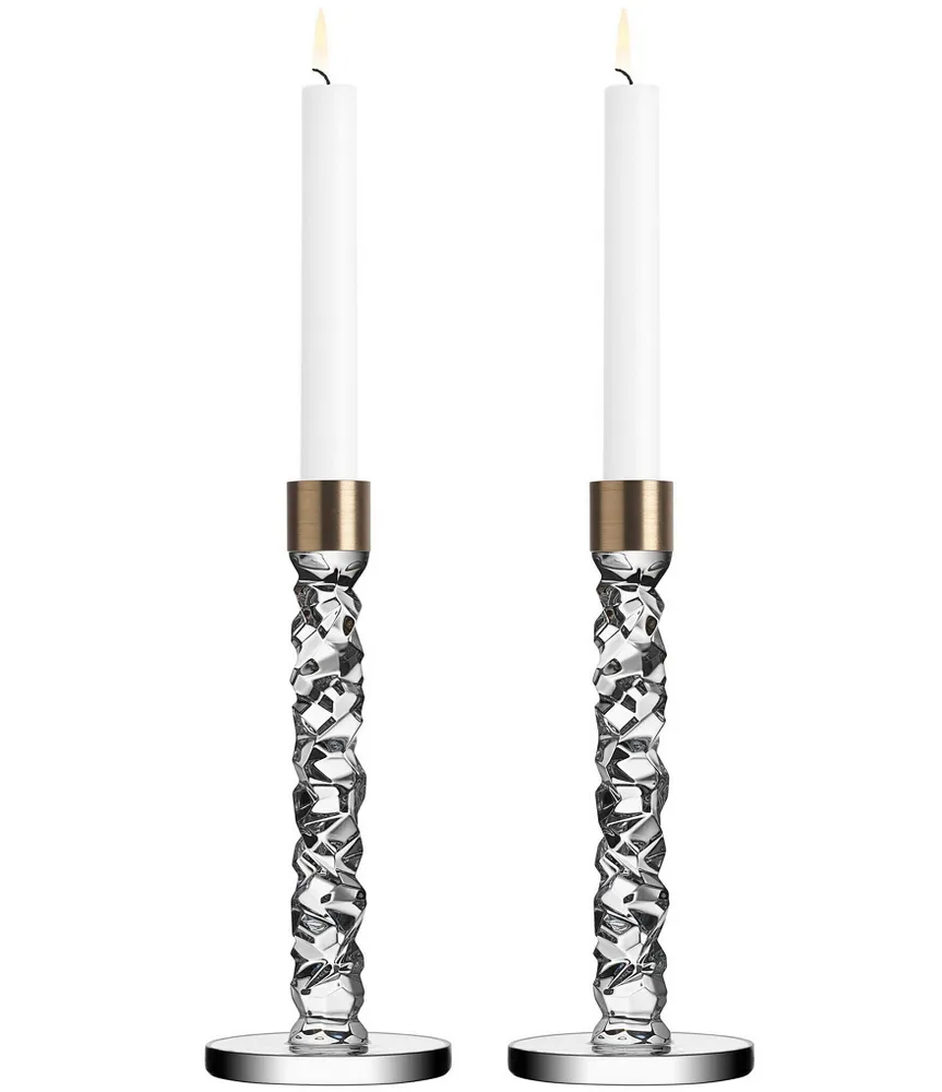 Orrefors Carat Brass Candlestick, Set of 2