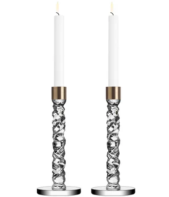 Orrefors Carat Brass Candlestick, Set of 2