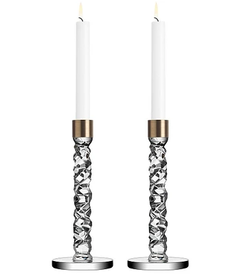 Orrefors Carat Brass Candlestick, Set of 2